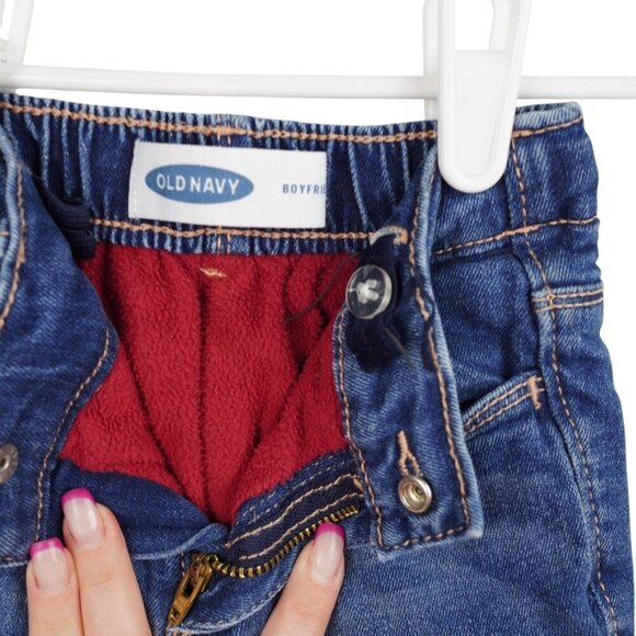 Old Navy Boyfriend Fleece-Lined Jeans 18-24M Dark‎ Wash Denim Cotton Polyester - Picture 3 of 5